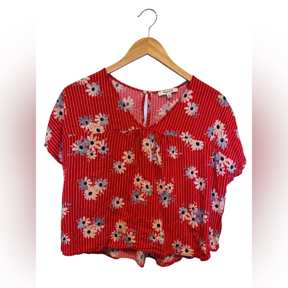 Madewell Red Floral Blouse